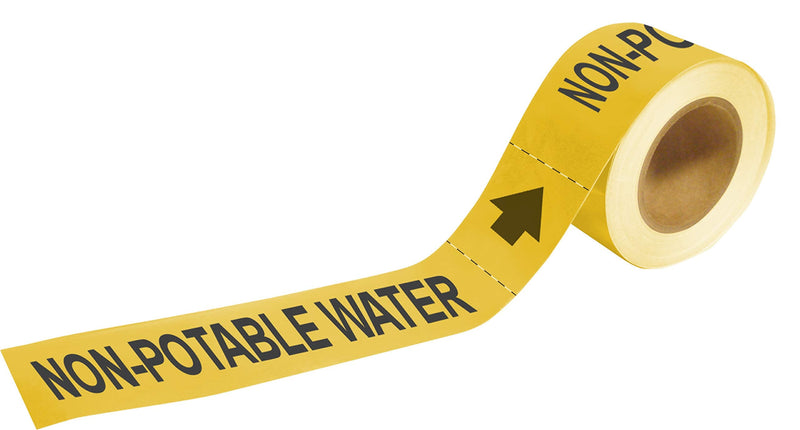 Brady 20452 Economy Pipe Markers-to-Go, B-736, 1" Height X 8" Width, Black On Yellow Self-Sticking - Plastic Film, Legend "Non-Potable Water"