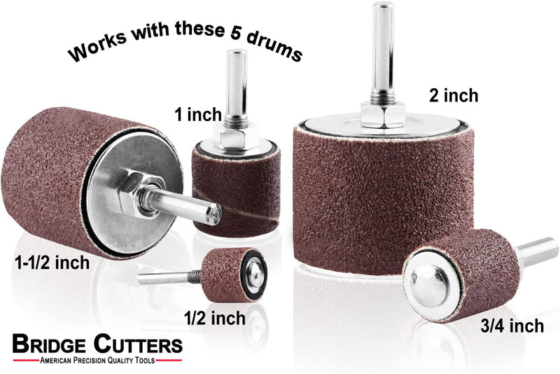 [Australia - AusPower] - 50 Pack 80 Grit Replacement Sanding Sleeves for Rubber Drum kit 1/2" 3/4" 1" 1-1/2" 2" Inch Aluminum Oxide Woodworking Drill Rotary Sander-Drum 1/4" Drive spindel Abrasive 
