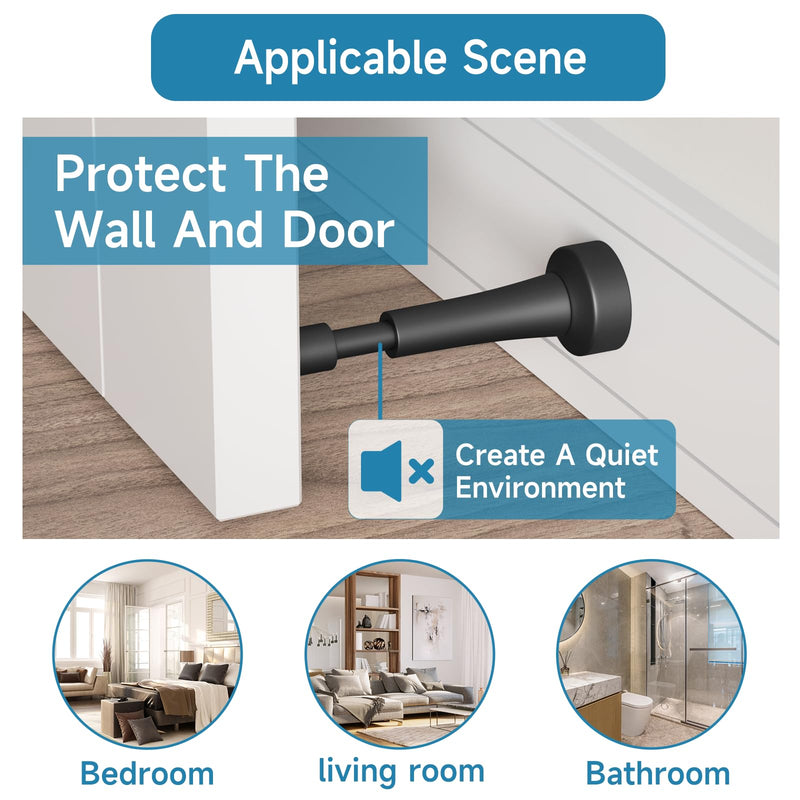 [Australia - AusPower] - Spring Door Stoppers, Aluminum Door Stoppers for Bottom of Door, Hydraulic Shock Absorbent Technology, Matte Silicone Tip Black Door Stopper, 4.33 Inch Height 1 