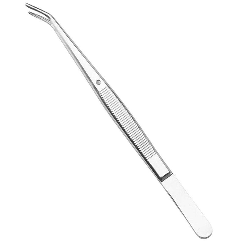 [Australia - AusPower] - Dental tools-Stainless Steel Tweezers with Curved Serrated Tip Multipurpose Forceps for Family Oral Care Denture Teeth Cleaning 