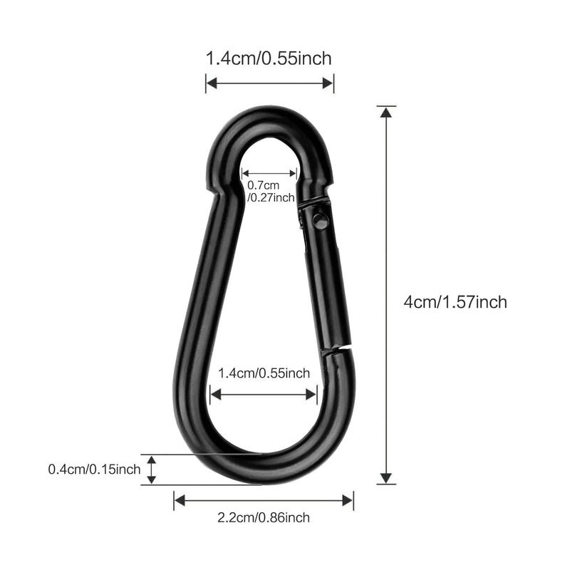 [Australia - AusPower] - M4 Spring Snap Hook Carabiner Clip 1.57 Inch Heavy Duty Snap Hooks Quick Link for Camping, Hiking, Outdoor and Bird Feeders & Dog Leash (20 Pcs), Black 