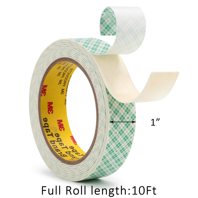 [Australia - AusPower] - 3M Double Sided Foam Tape 1.0"×10Ft 0.06" Thick White Double Coated Strong Adhesion Polyurethane Tape for Bonding Mounting Nameplates DIY Card 1.0"x10Ft 