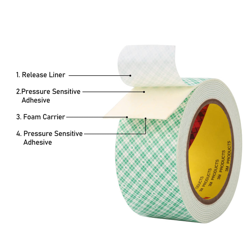 [Australia - AusPower] - 3M Double Sided Foam Tape 1.0"×10Ft 0.06" Thick White Double Coated Strong Adhesion Polyurethane Tape for Bonding Mounting Nameplates DIY Card 1.0"x10Ft 