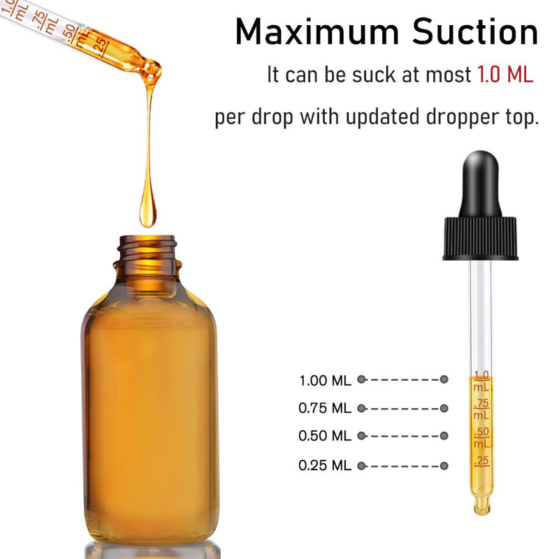 [Australia - AusPower] - Dropper Bottle 2 oz, 2 pack Amber Glass Eye Dropper Bottles with Labels and Funnel, Tincture Bottle with Measured Dropper - Leakproof Essential Oils Bottles 