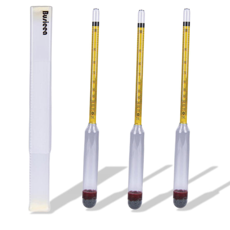 [Australia - AusPower] - 3Pcs Hydrometer Alcohol 0-200 Proof Tralle - Accurate, Easy-to-Use Alcohol Tester for Moonshine Distilling, Home Brewing & Liquor | Alcoholmeter for All Skill Levels Three Pcs 