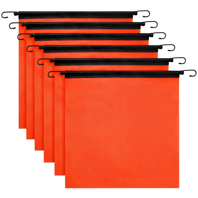 [Australia - AusPower] - Safety Flag Set - 6 Bright Orange Mesh Warning Flags, 18 x 18 Inch, Heavy Duty, Oversize with Vinyl Welt, Bungee Cord, and EZ Hook for Trailer and Pilot Cars 