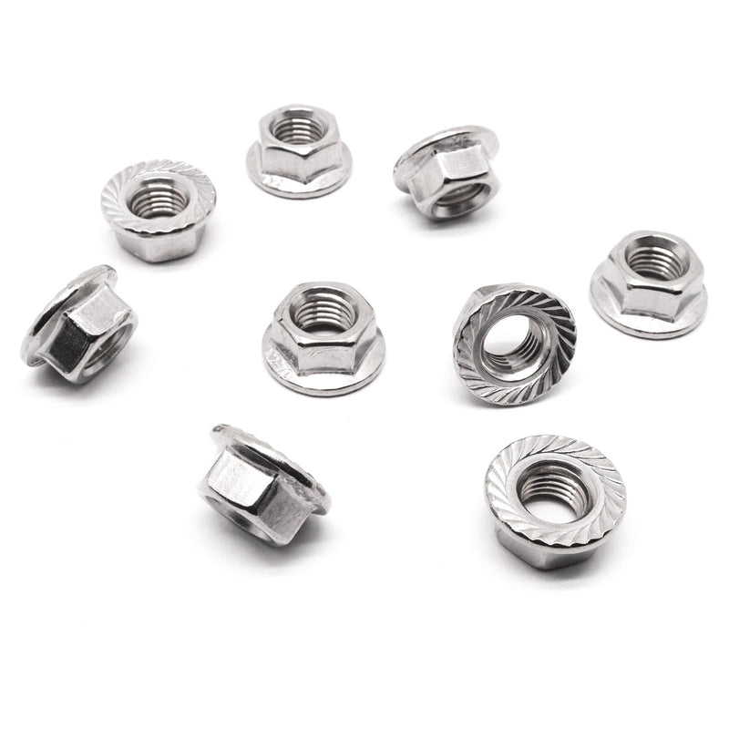[Australia - AusPower] - M10 x 1.25mm Flange Nut, 304 Stainless Steel Serrated Flange Metric Hex Flange Nuts Bright Finish Thread Hardware Nuts (20pcs) M10 x 1.25 20 