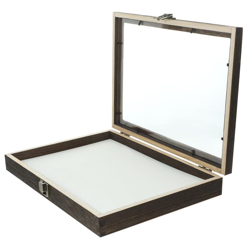 [Australia - AusPower] - Cabilock Display Case Wooden Collection Box with Clear Glass Top Shadow Box Specimen Storage Box for Home 