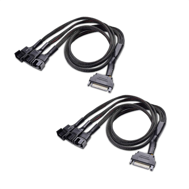 [Australia - AusPower] - Cable Matters 2-Pack 3 Computer Case Fan Splitter Cable with SATA Power - 16 Inches 