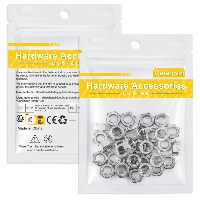 [Australia - AusPower] - 100Pcs #8-32 Stainless Hex Nuts 304 Stainless Steel Nuts for Lndustrial Construction Fasteners 100 