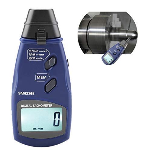 [Australia - AusPower] - Tachometer, Professional SM6236E Non-Contact/Contact Digital Photoelectric Tachometer 2.5~99999RPM 5 Digits 18 mm Digital LCD Tach Rotation Meter Tester 