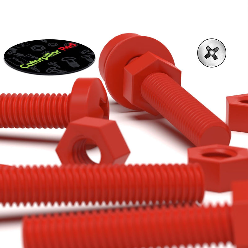 [Australia - AusPower] - 20 x Red Pan Head Screws Polypropylene (PP) Plastic Nuts and Bolts, M3 x 20mm, Washers, (3/32 x 25/32 in) 