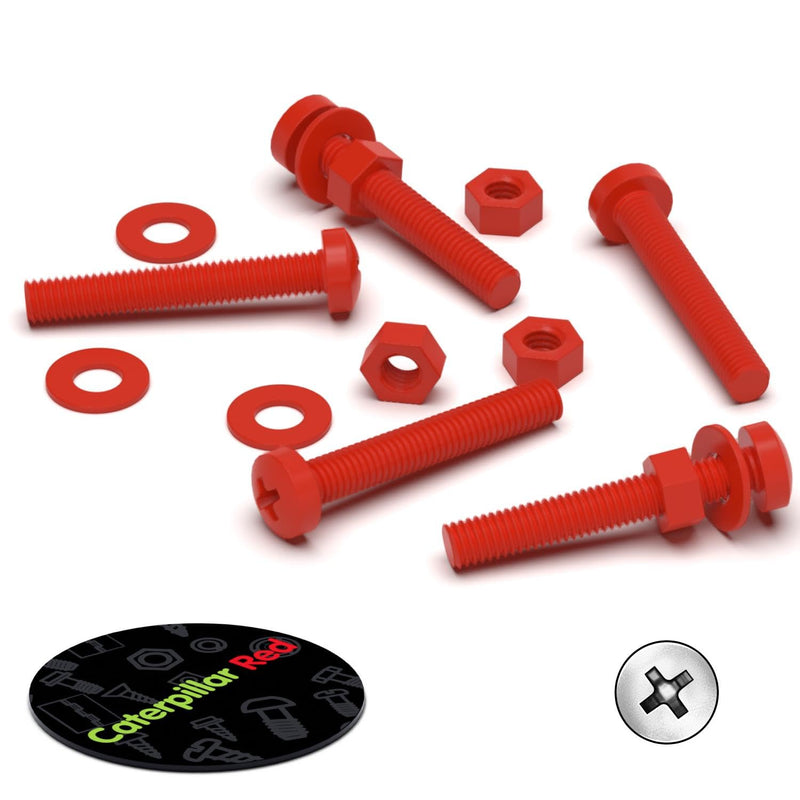 [Australia - AusPower] - 20 x Red Pan Head Screws Polypropylene (PP) Plastic Nuts and Bolts, M3 x 20mm, Washers, (3/32 x 25/32 in) 