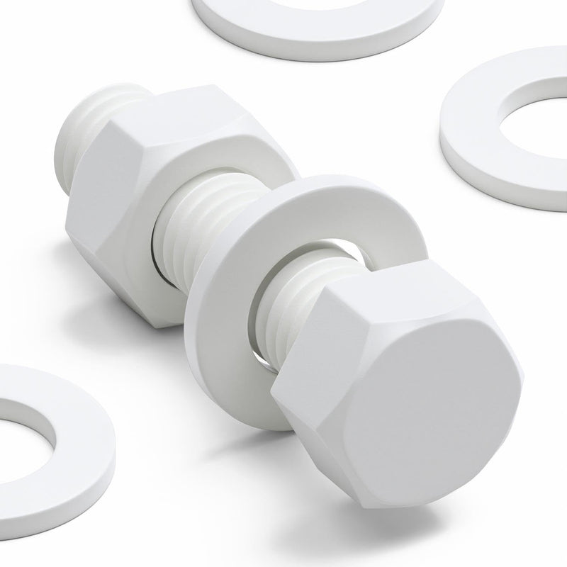 [Australia - AusPower] - 20x White Hexagon Head Screws Polypropylene (PP) Plastic Nuts, Washers, Bolts, Hex Head, M10 x 40mm, Fastener, 3/8 x 1 37/64 