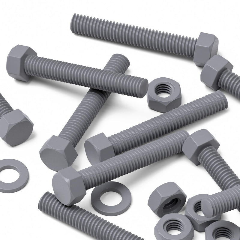[Australia - AusPower] - 50 x Hexagon Head Screws Grey PVC Plastic nuts and bolts, oxidation resistant, weather resistant, UPVC, Plastic nuts and bolts, M6 x 40mm, (15/64 x 1-37/64 in) 