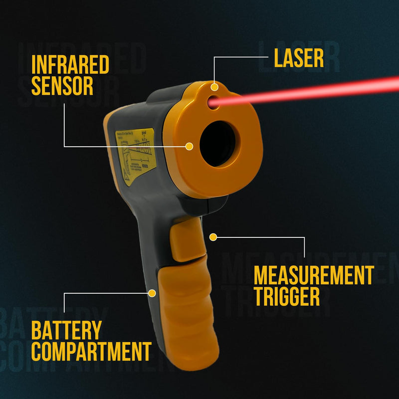 [Australia - AusPower] - Infrared Thermometer Gun - Digital Food & Surface Temp Gun (-58F to 1022F) for Pizza Oven, Grill, Meat, HVAC, Engine 