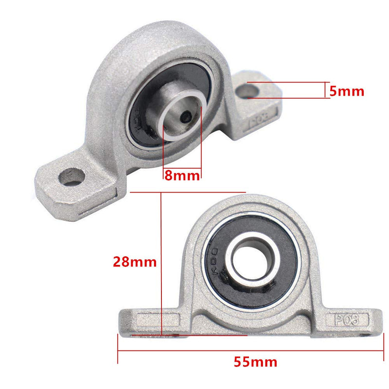 [Australia - AusPower] - 10Pcs 8mm Bore Diameter Pillow Block Ball Insert Bearing Rail Mounted 