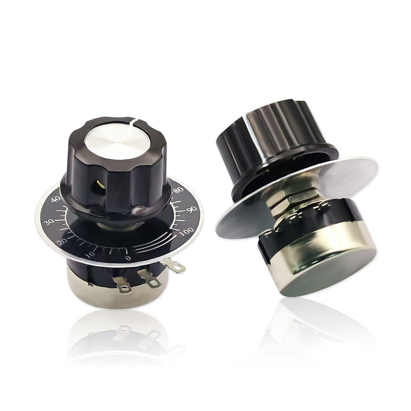 [Australia - AusPower] - 2PCS RV24YN20S B502 5K ohm Single Turn Carbon Film Rotary Taper Potentiometer+2PCS A03 Knob + 2PCS Dials 