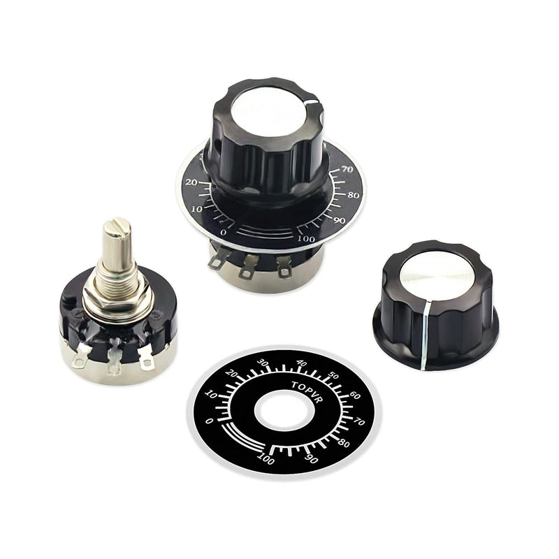 [Australia - AusPower] - 2PCS RV24YN20S B502 5K ohm Single Turn Carbon Film Rotary Taper Potentiometer+2PCS A03 Knob + 2PCS Dials 