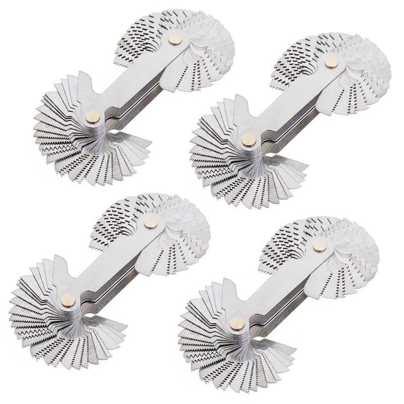 [Australia - AusPower] - ChgImposs 4PCS Metric & Imperial & US Screw Gauge SAE Whitworth 55 Degree & Metric 60 Degree & & US 60 Degree Thread Pitch Gauge for Industrial Measurement 4 