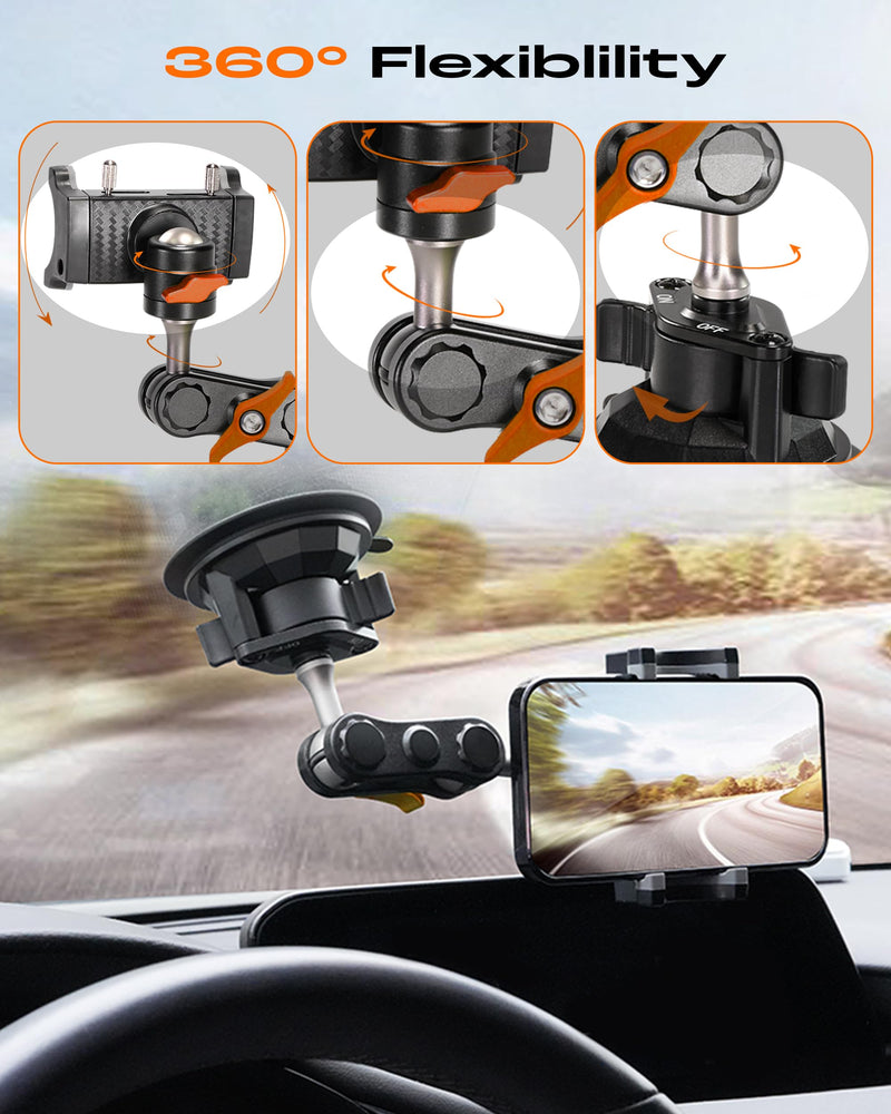 [Australia - AusPower] - chubbycable ChubbyGrip Pro Dash Mount Premium Metal Knobs Phone Holders for Your Car 360° Rotation Suction Cup Phone Mount for Windshield, Clamp, Orange ChubbyGrip Pro (Clamp)-Orange 