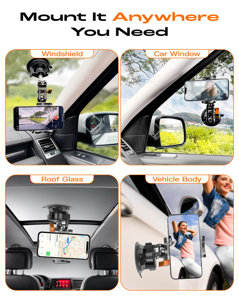 [Australia - AusPower] - chubbycable ChubbyGrip Pro Dash Mount Premium Metal Knobs Phone Holders for Your Car 360° Rotation Suction Cup Phone Mount for Windshield, Clamp, Orange ChubbyGrip Pro (Clamp)-Orange 