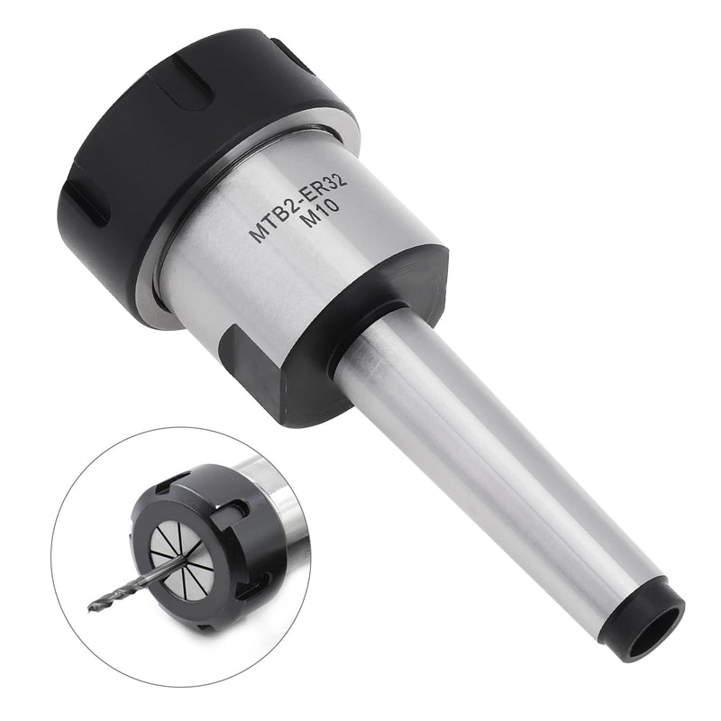 [Australia - AusPower] - MTB2 ER32 Collet Chuck Holder, CLAHJQX M10 Morse Cone Collet Chuck Tooling Holder, Taper Milling Chuck Holder 