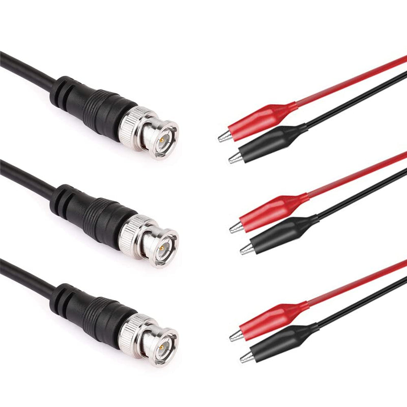 [Australia - AusPower] - Clyxgs BNC Double Alligator Clip Test Cable Probe Lead Oscilloscope Test, Oscilloscope Probes BNC to Alligator Clip 92cm/36.2in (3 pcs） BNC Alligator Clip Test Lead 