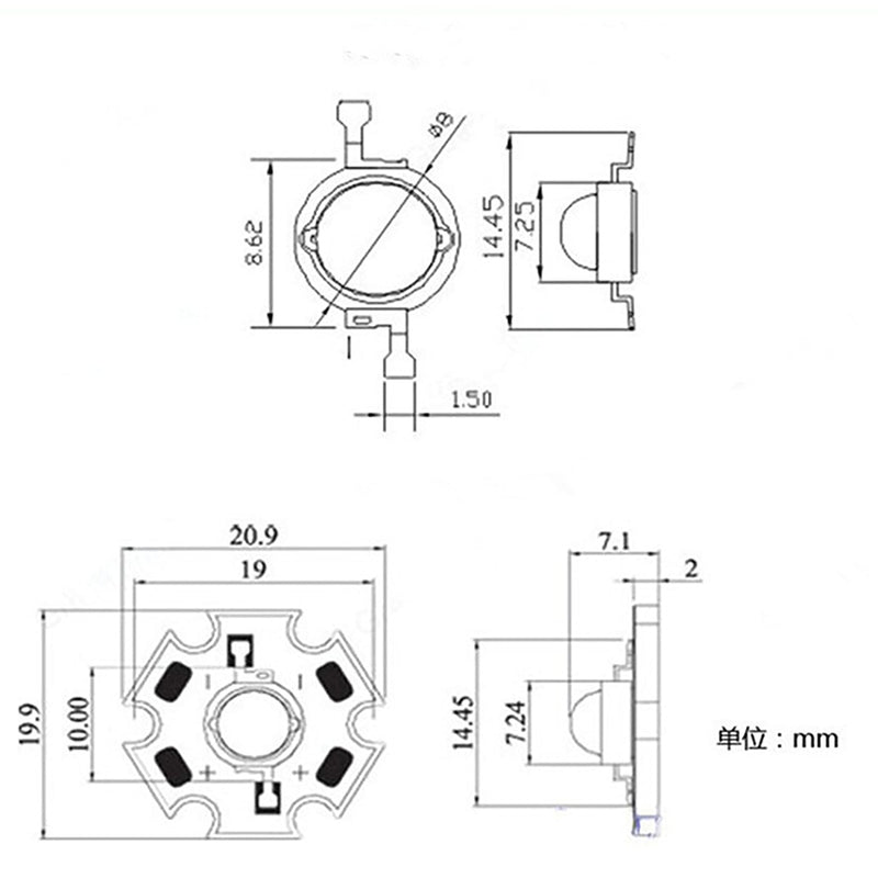 [Australia - AusPower] - 10 pcs High Power Led Chip 3W SMD COB Light Emitter Components Diode on 20mm PCB Base (10pcs 3W IR 850nm on PCB) 10pcs 3W IR 850nm on PCB 