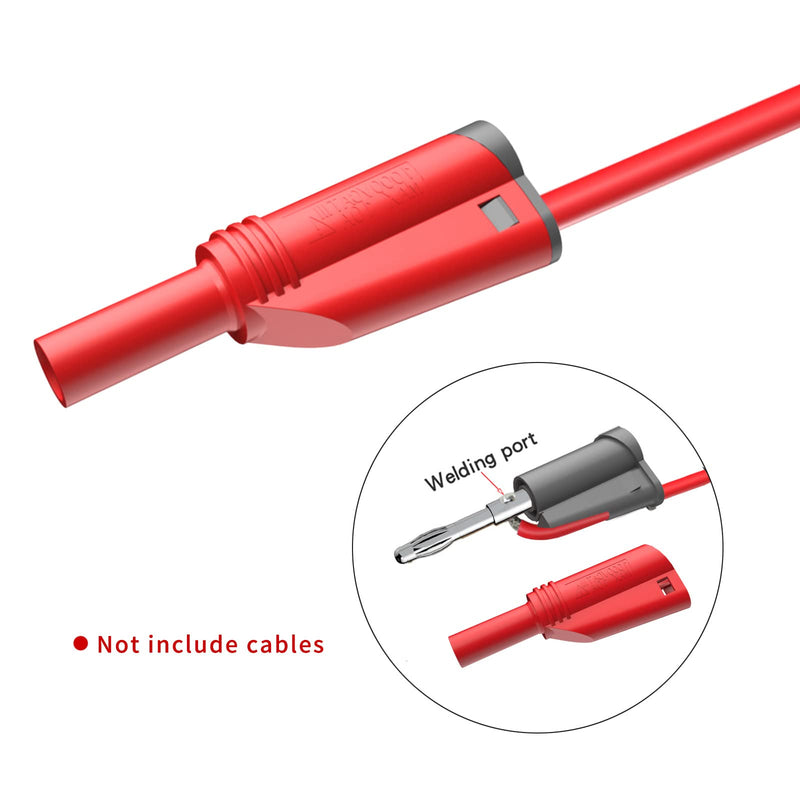 [Australia - AusPower] - Cleqee Pack of 10 4 mm Stackable Coated Banana Plugs Safety Fully Insulated Solderless Screw Mounting DIY Connector Red Black Red & Black 