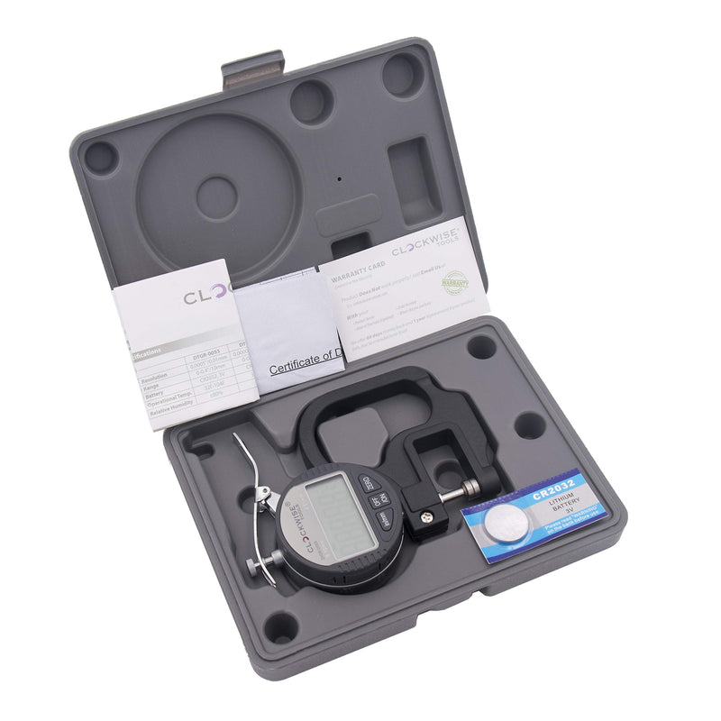 [Australia - AusPower] - Clockwise Tools Digital Thickness Gauge, DTGR-0055 0-0.4 inch/10mm, 0.0005"/0.01mm Resolution Resolution 0.0005"/0.01mm 