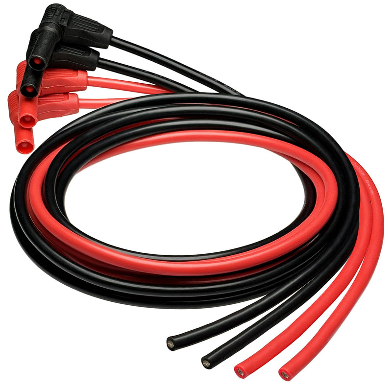 [Australia - AusPower] - CESS-218 Right Angle Seal Insulated Safety Banana Plug to Bare Wire - 3 Feet Soft Silicone Cable, Tinned Copper, 2 Pairs, Black and Red, Ideal for DIY Multimeter Test Leads 