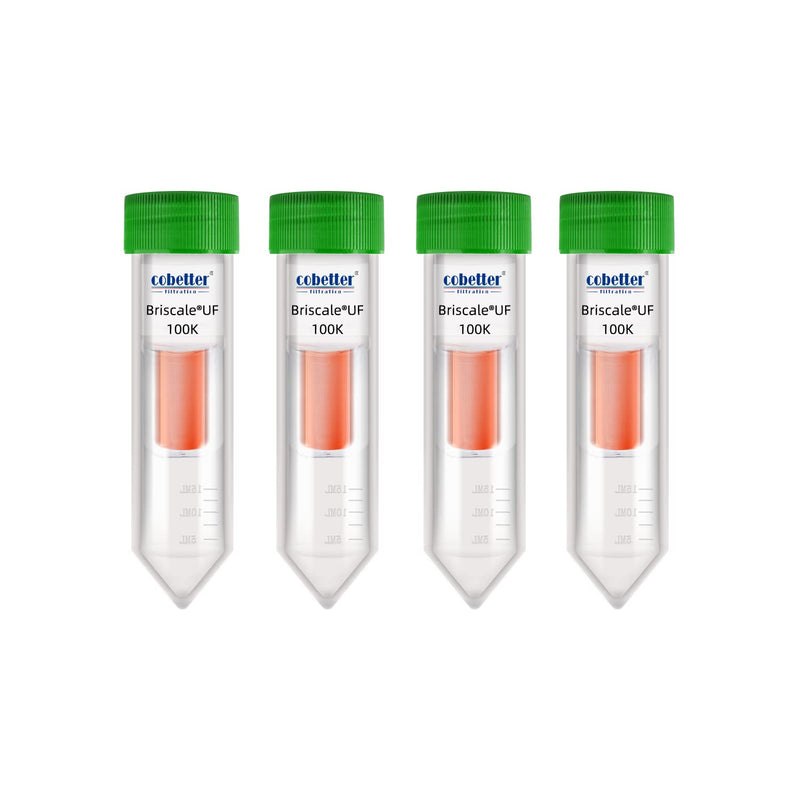 [Australia - AusPower] - Briscale Pack of 4 Ultra Centrifugal Filter 15mL Ultrafiltration Centrifuge Tube Unit with Regenerated Cellulose RC Membrane 100kDa 