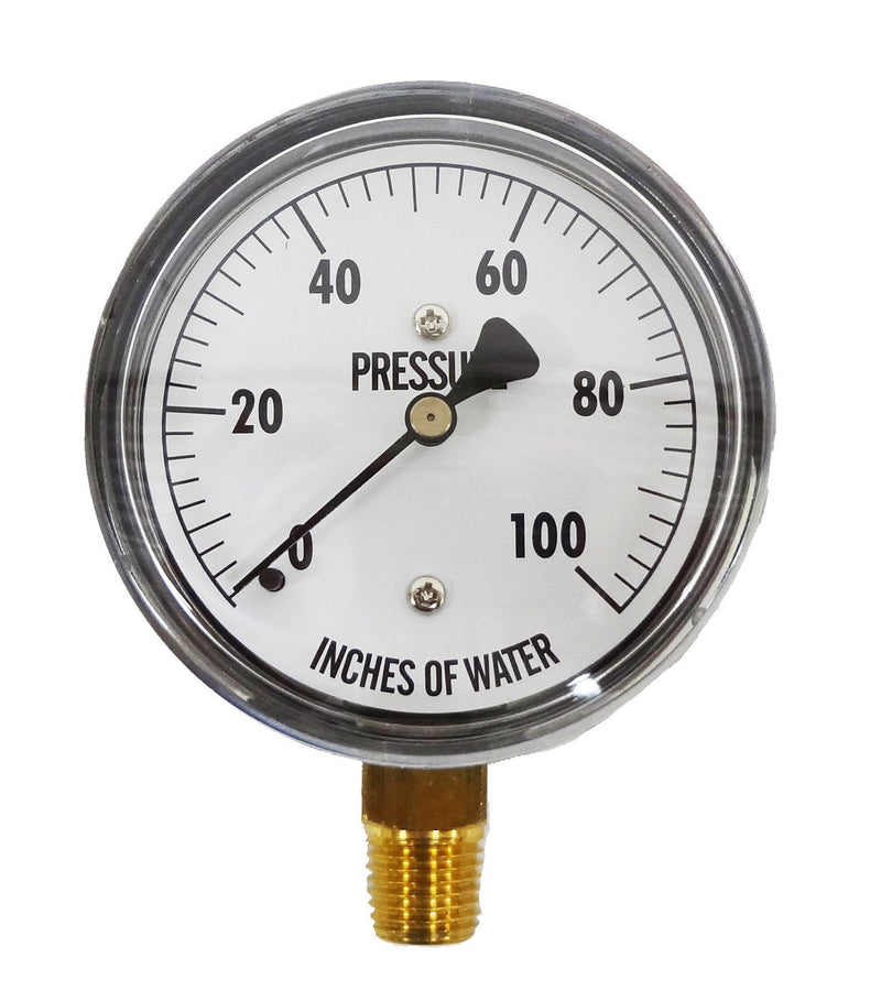 [Australia - AusPower] - Cole-Parmer - KC25-100"H2O Pressure Gauge ~ 1/4" NPT(M) Process Connection; 0 to 100" Water Column Size in. 2.5 - 1/4" NPT(M), lower 