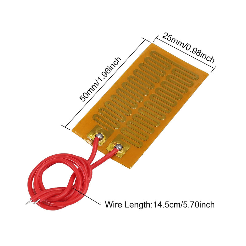 [Australia - AusPower] - 6pcs Film Heater Plate Adhesive Pad 12V 7W 25mmx50mm PI Heating Elements Film Strip Heater Adhesive Polyimide Heater Plate 