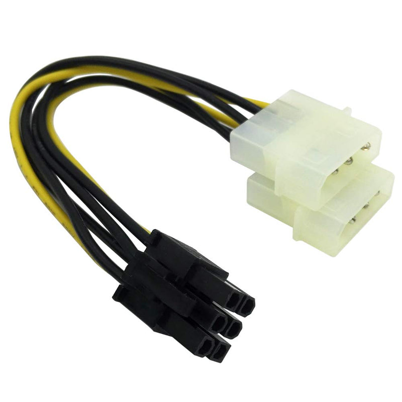 [Australia - AusPower] - COMeap (3-Pack) 6 Pin PCI Express to 2X Molex LP4 Power Cable 6-inch(15.5cm) 