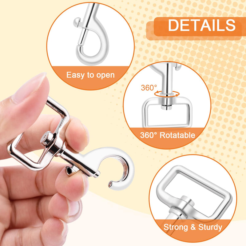 [Australia - AusPower] - 12 Pack Metal Swivel Snap Hooks 1 Inch Swivel Bolt Snap Heavy Duty Dog Leash Spring Hook Purse Chain Buckle Clips Hardware for Straps Dog Collar Harness - Silver 1" Snap Hook 12pack 