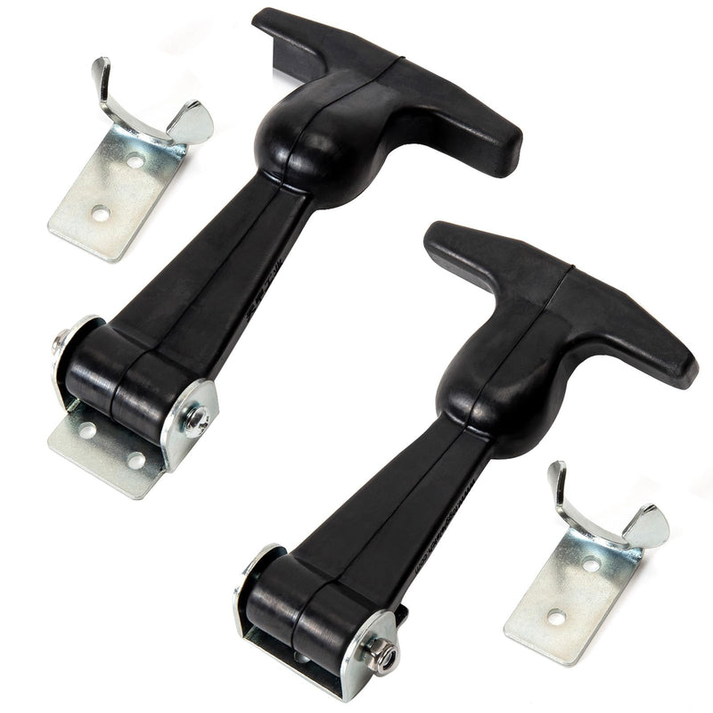 [Australia - AusPower] - Rubber Hood Latch -2 Pack Elastic Rubber Flexible T-Handle Hasp Draw Latches- Stainless Steel Brackets for Tool Box, Cooler, Golf Cart or Engineering Machine Hood 