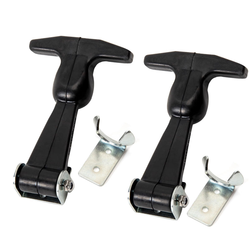 [Australia - AusPower] - Rubber Hood Latch -2 Pack Elastic Rubber Flexible T-Handle Hasp Draw Latches- Stainless Steel Brackets for Tool Box, Cooler, Golf Cart or Engineering Machine Hood 