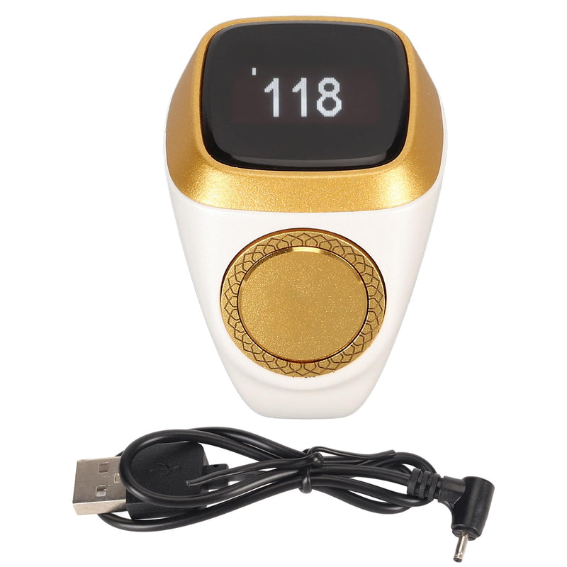 [Australia - AusPower] - 18mm Electronic Counter,Rechargeable BT CNC Finger,0.49in Digital Display Intelligent Step Counting with Vibration Reminder,APP Support (White) White 