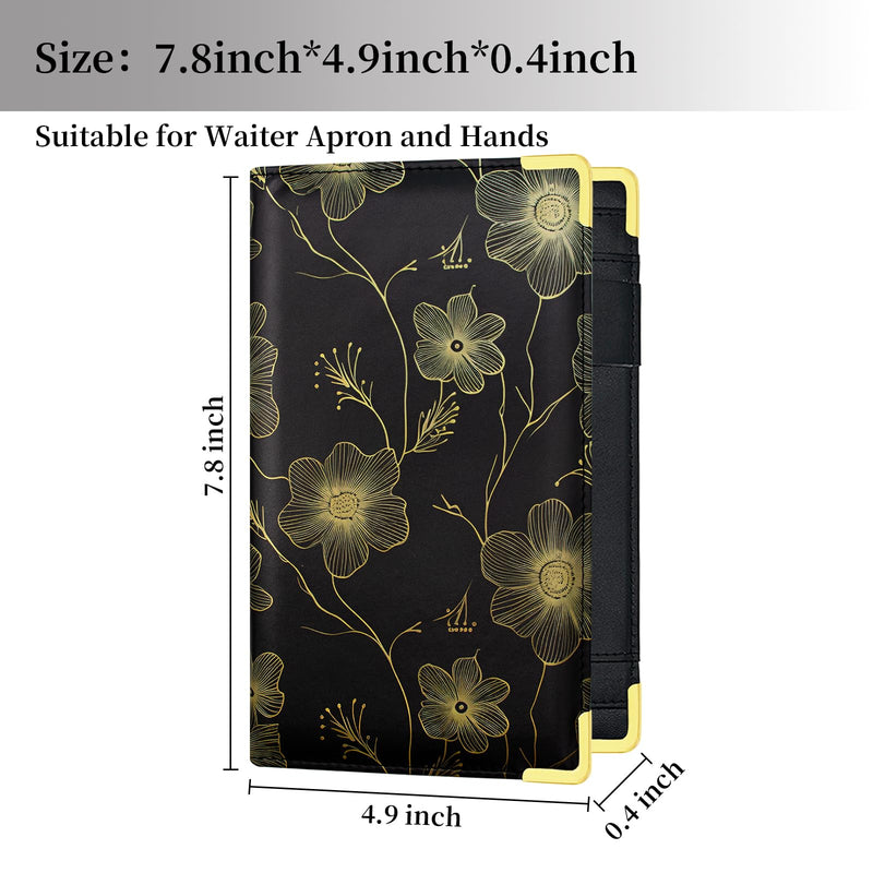 [Australia - AusPower] - Server Book,Cutaswish Server Books for Waitress Cute,Waiter Receipt Book,PU Leather Waitress Book with Zipper Pocket,Waitress Accessories(Leaves B) D 