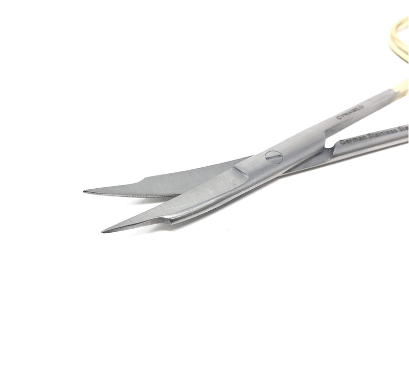 [Australia - AusPower] - Goldman Fox Scissor 13 cm - Super Cut Sharpness - Premium Quality German Stainless Steel - Gold Handles by Cynamed (Straight + Curved) … (Straight + Curved) 