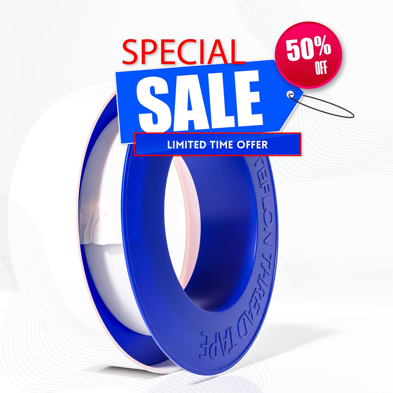 [Australia - AusPower] - 5 Rolls Extra Long Teflon Tape 1/2 Inch(W) X 520 Inches(L) - Plumbers PTFE Tape – Thread Seal Perfect for Shower Heads and Pipe - Home Plumbing Pipe Sealing - Sealant Tape 5x PACK 