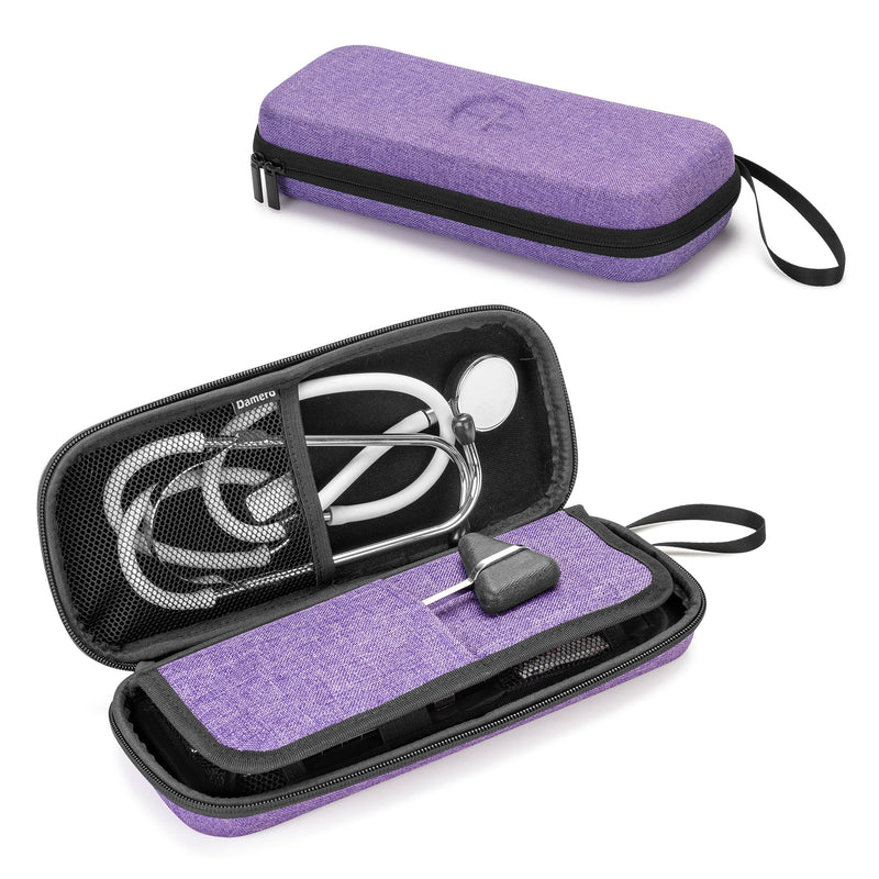 [Australia - AusPower] - Damero Hard Stethoscope Case, Medical Stethoscope Carrying Case with Extra Folding Pouch Compatible with 3M Littmann/ADC/Omron Stethoscope and Accessories, Purple 
