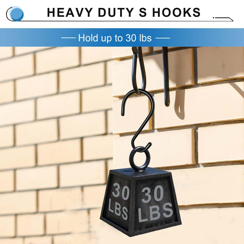 [Australia - AusPower] - 4-1/2 Inch Vinyl Coated S Hooks, 10 Pack Non Slip Large S Hooks for Hanging Plants, Metal Black Closet S Hook for Hanging Jeans Clothes Purse Bags Pan Cups Tools 