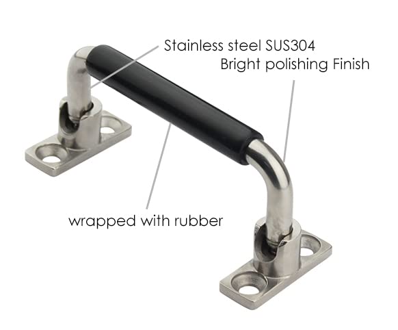 [Australia - AusPower] - 304 Stainless Steel Folding Pulls Cabinet Handle 90 Degrees Folding Pull Handle with Rubber and Bright Polishing,4'' Hole Center 4'' Hole Center with Rubber 