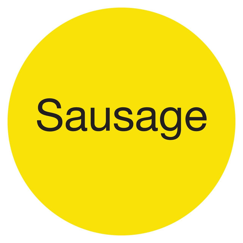 DayMark IT111261 DuraMark Permanent Circle Deli Label, "Sausage", 1" Diameter, Yellow (Roll of 1000) Sausage