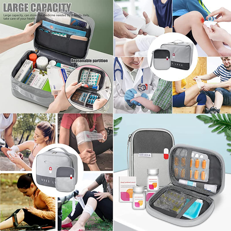 [Australia - AusPower] - Pack of 2 Portable Medicine Storage Bag, Large Capacity Medicine Bag for Waterproof, Medicine Storage Bag, Travel Portable Medicine Bag, Medicine Storage Bag (Grey), gray, M, Practical 