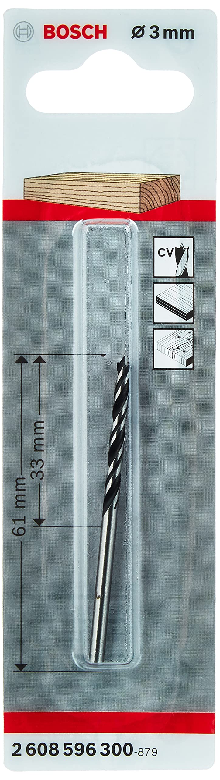 Bosch Professional Wood Twist Drill Bit Diameter: 3 / Total Length in mm: 61 Ø 3mm Diameter: 3 mm