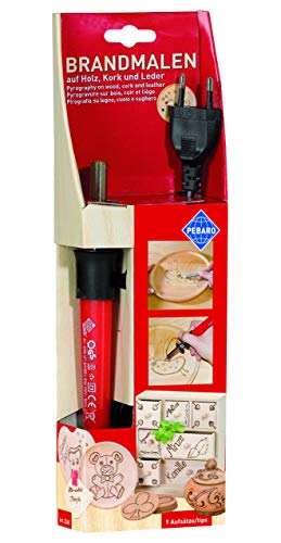 Pyrography Pen with 9 Tips and Stamps, for Burning and Writing, Drawing and Burning on Wood, Leather, Cork and Other Materials, Single